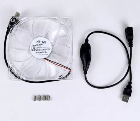 홈앤툴즈 120mm USB 속도조절 저소음 냉각 쿨러 쿨링 팬 (팬속도조절기 포함)